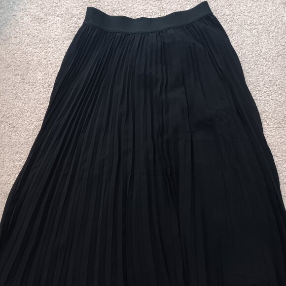 Womans Quince Chiffon Pleated Midi Skirt / Black / Size S - Picture 4 of 8